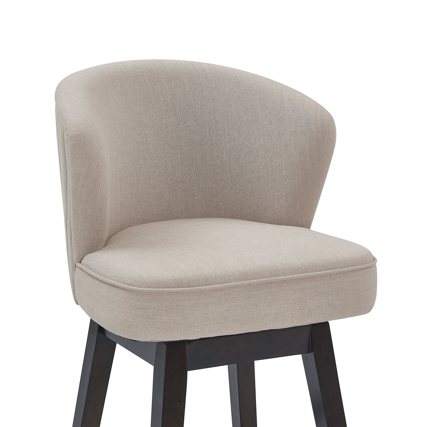 Brandy Swivel Counter and Bar Height Fabric and Espresso Wood Bar Stool