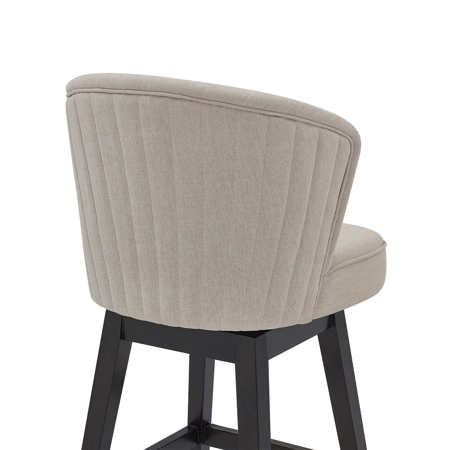Brandy Swivel Counter and Bar Height Fabric and Espresso Wood Bar Stool