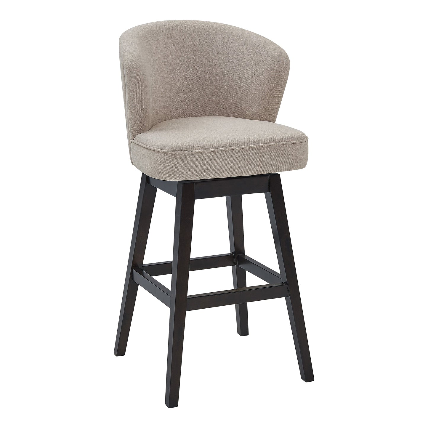 Brandy Swivel Counter and Bar Height Fabric and Espresso Wood Bar Stool