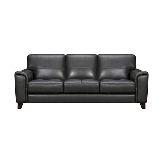 Bergen 87" Pewter Genuine Leather Square Arm Sofa