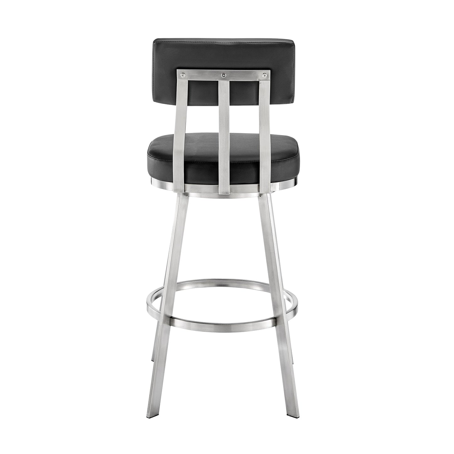 Benjamin Swivel Counter and Bar Stool in Brushed Stainless Steel with Faux Leather
