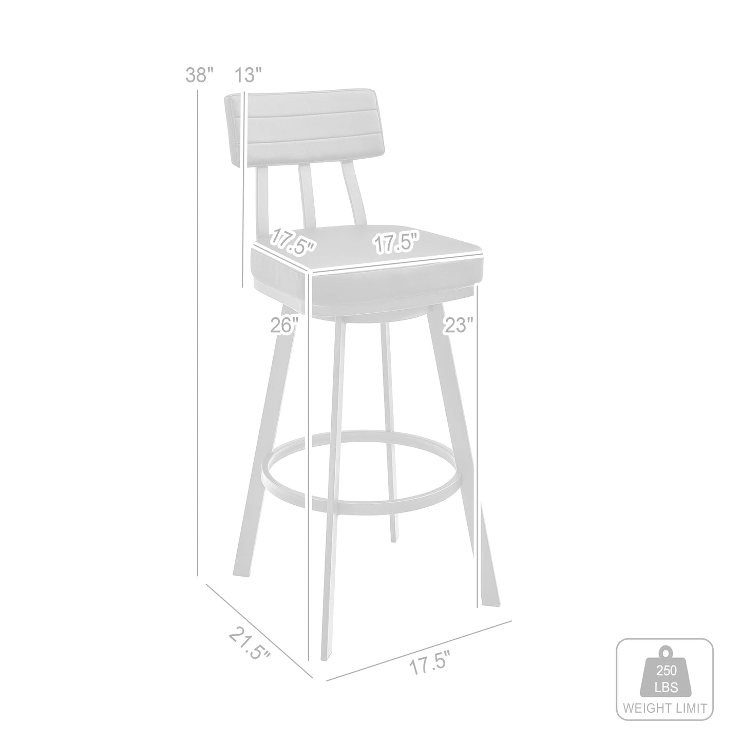 Benjamin Swivel Counter and Bar Stool in Brushed Stainless Steel with Faux Leather