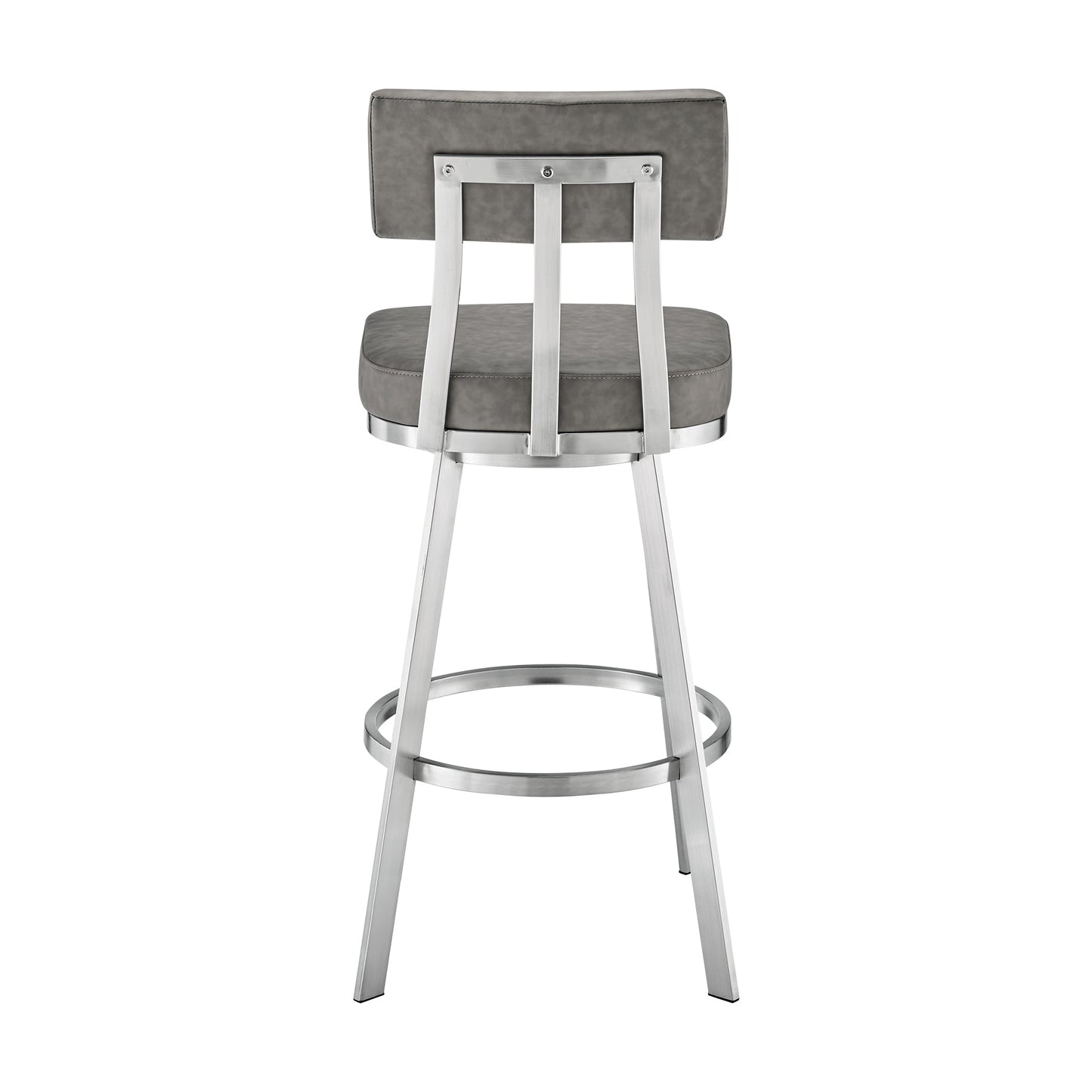 Benjamin Swivel Counter and Bar Stool in Brushed Stainless Steel with Faux Leather