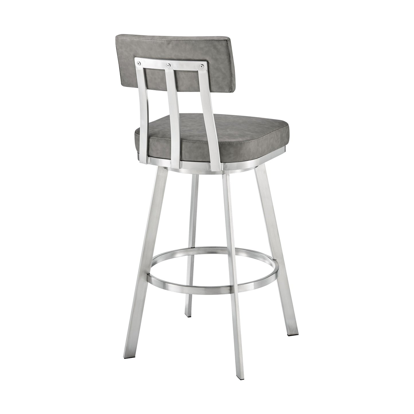 Benjamin Swivel Counter and Bar Stool in Brushed Stainless Steel with Faux Leather
