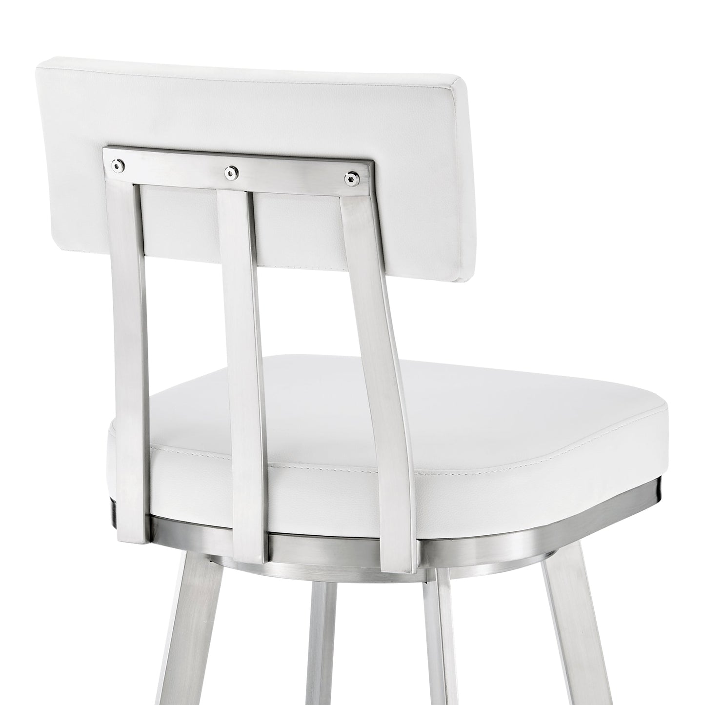 Benjamin Swivel Counter and Bar Stool in Brushed Stainless Steel with Faux Leather