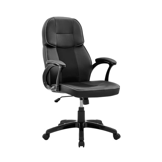 Bender Adjustable Racing Gaming Chair in Black Faux Leather with Dark Gray Accents
