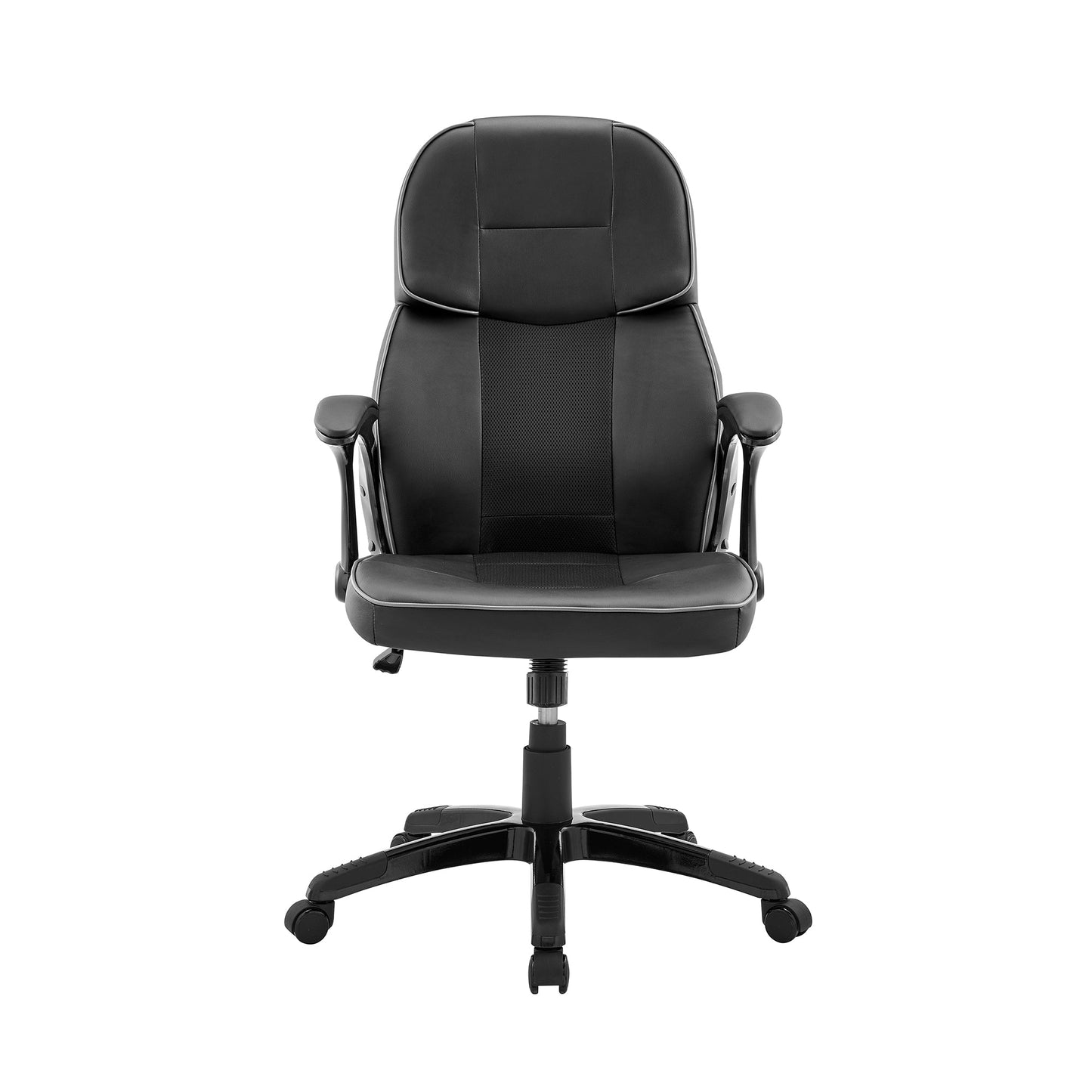 Bender Adjustable Racing Gaming Chair in Black Faux Leather with Dark Gray Accents