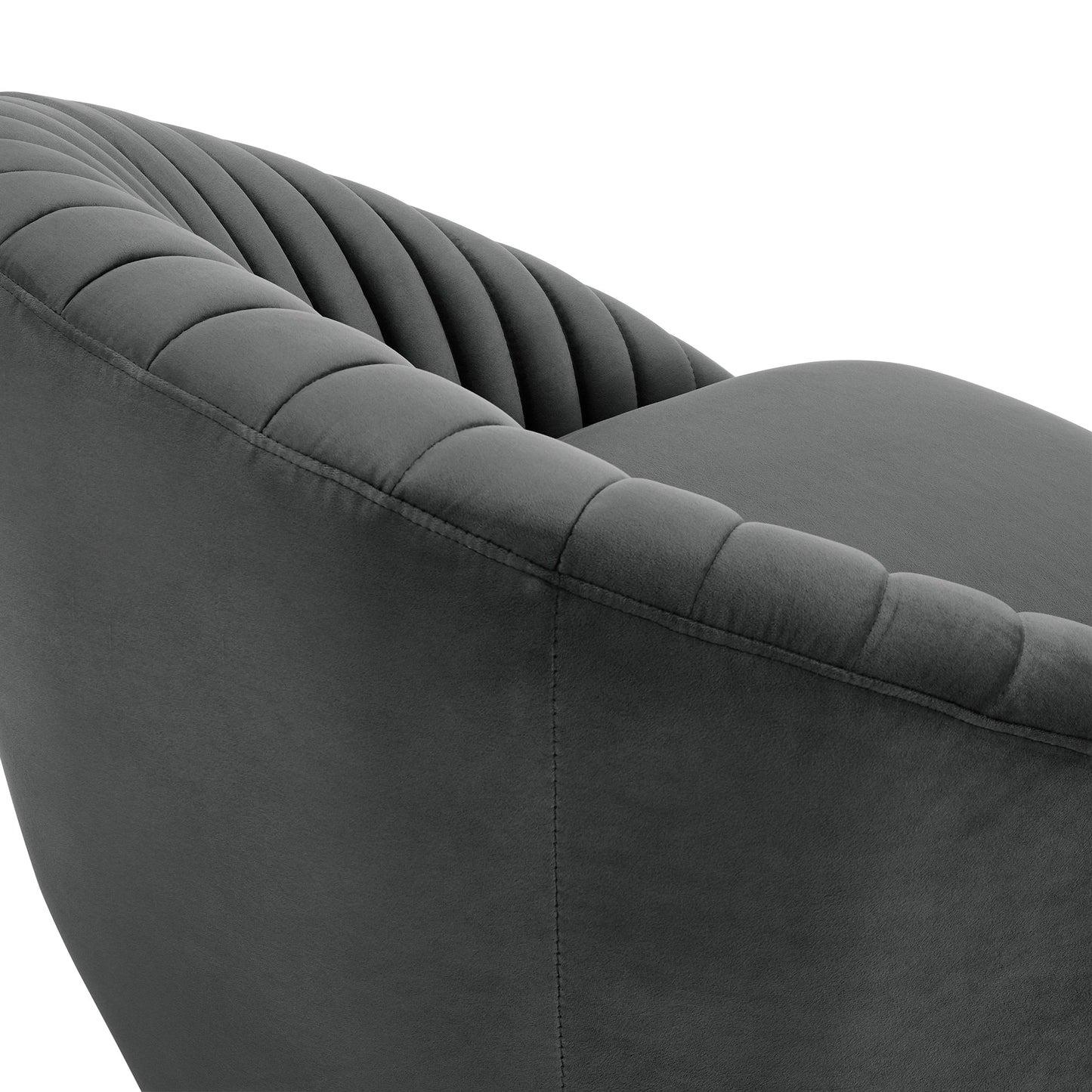 Bella Dark Gray Velvet Swivel Accent Chair with Black Base