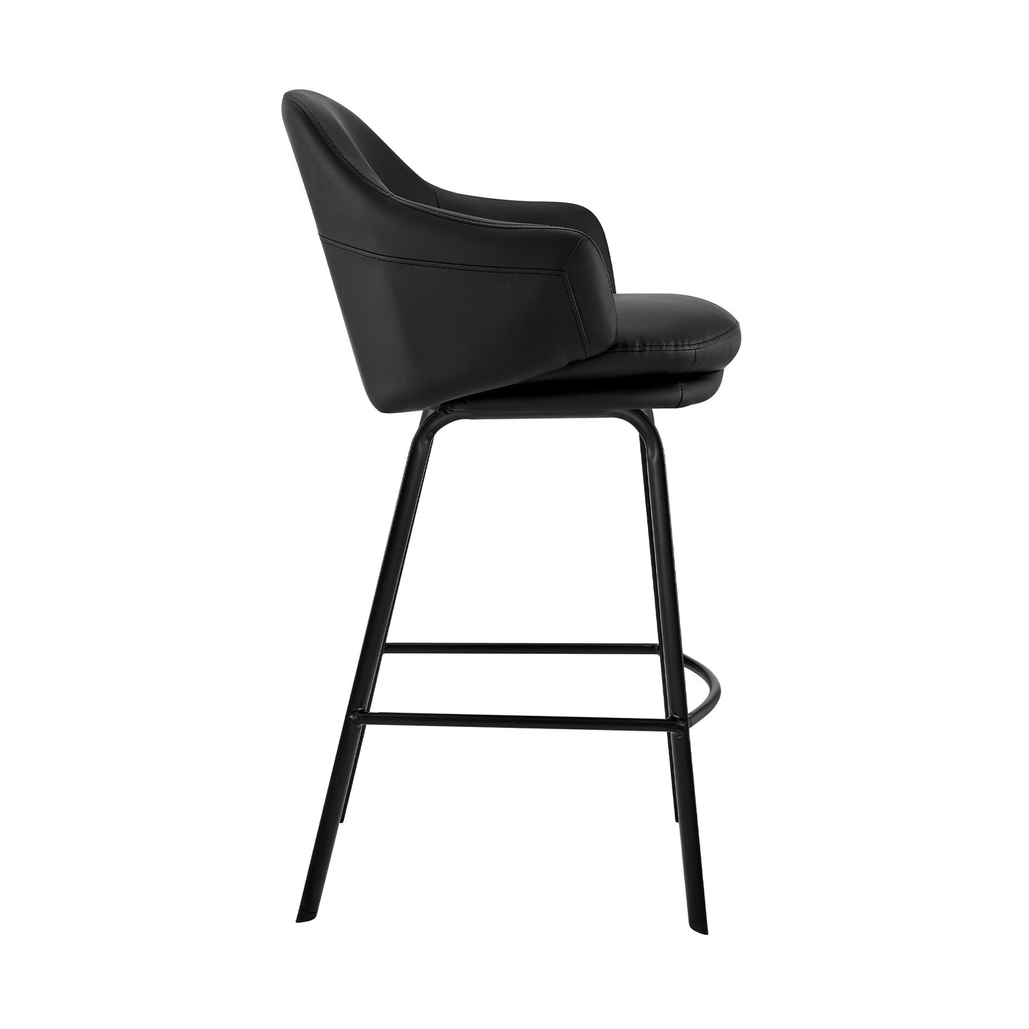 Brigden Faux Leather and Black Metal Swivel Counter and Bar Stool