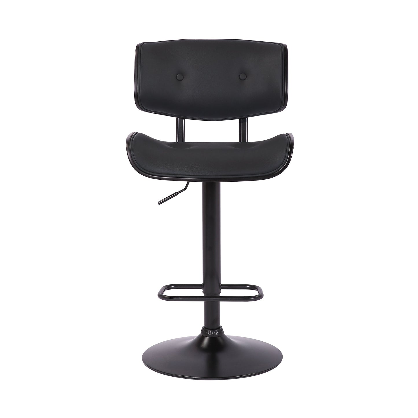 Brooklyn Adjustable Swivel Faux Leather and Wood Bar Stool with Base