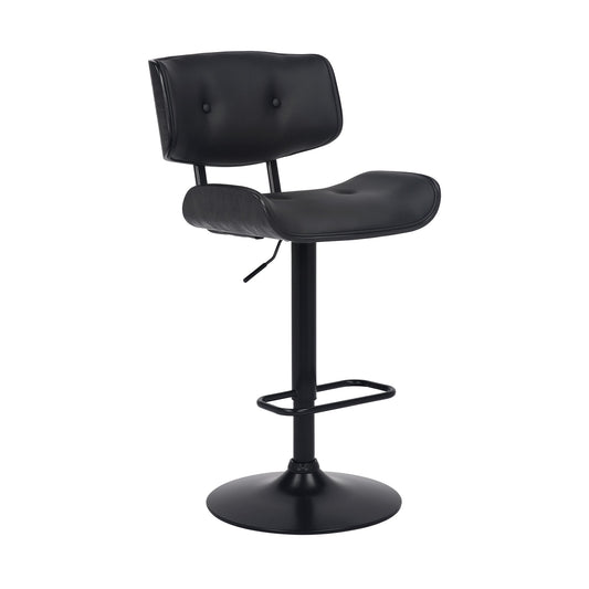 Brooklyn Adjustable Swivel Faux Leather and Wood Bar Stool with Base