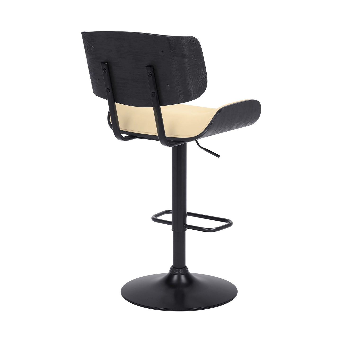 Brooklyn Adjustable Swivel Faux Leather and Wood Bar Stool with Base