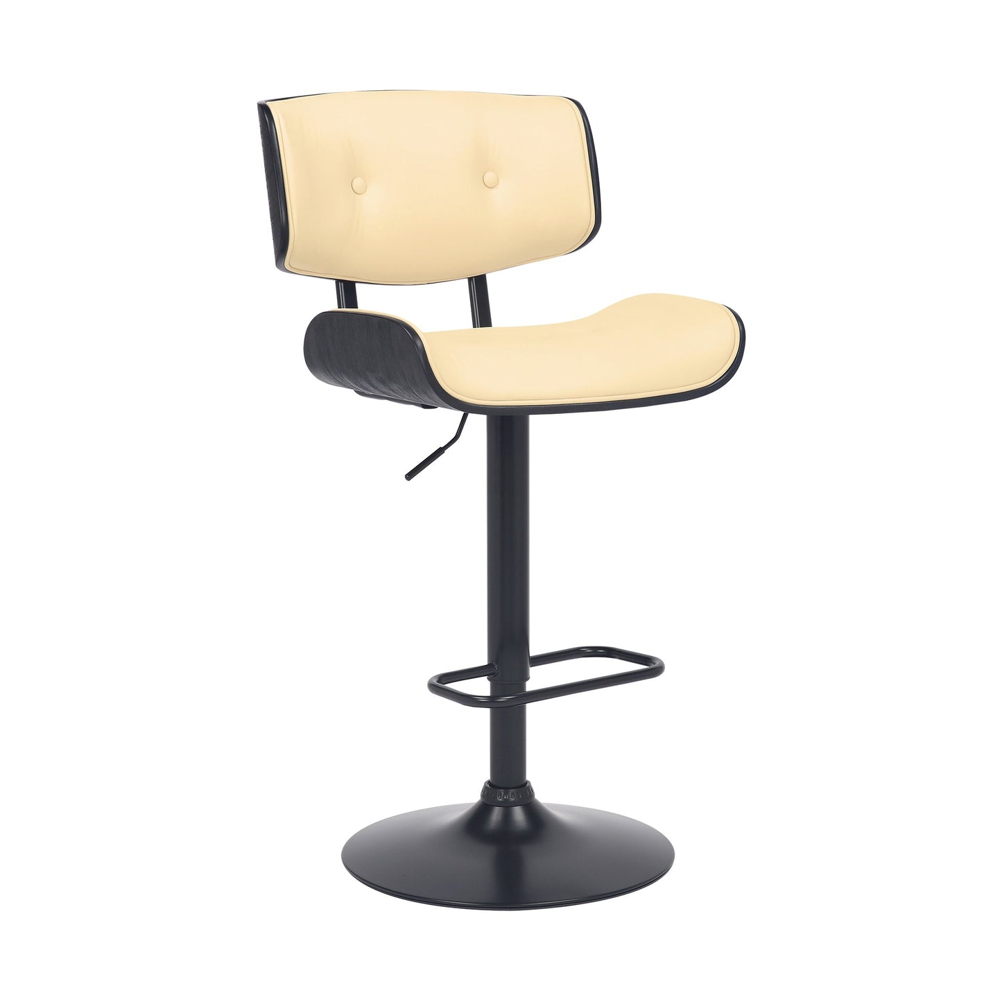 Brooklyn Adjustable Swivel Faux Leather and Wood Bar Stool with Base