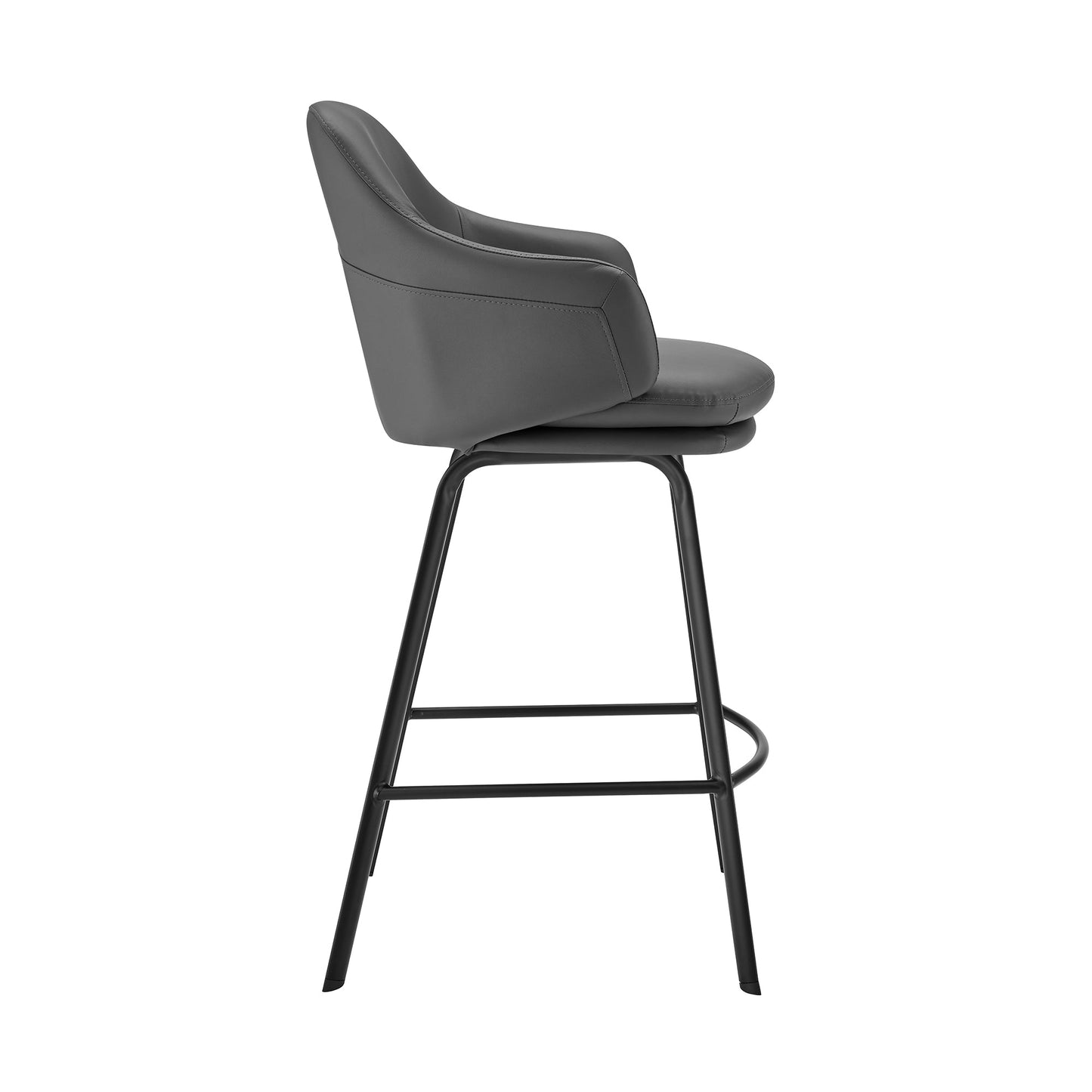 Brigden Faux Leather and Black Metal Swivel Counter and Bar Stool