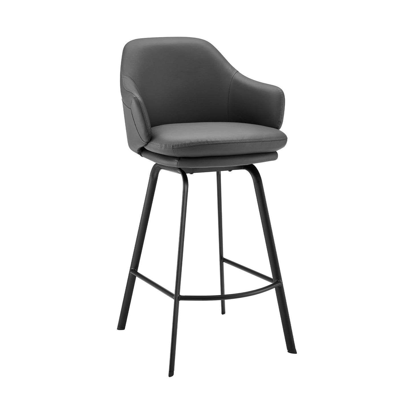 Brigden Faux Leather and Black Metal Swivel Counter and Bar Stool