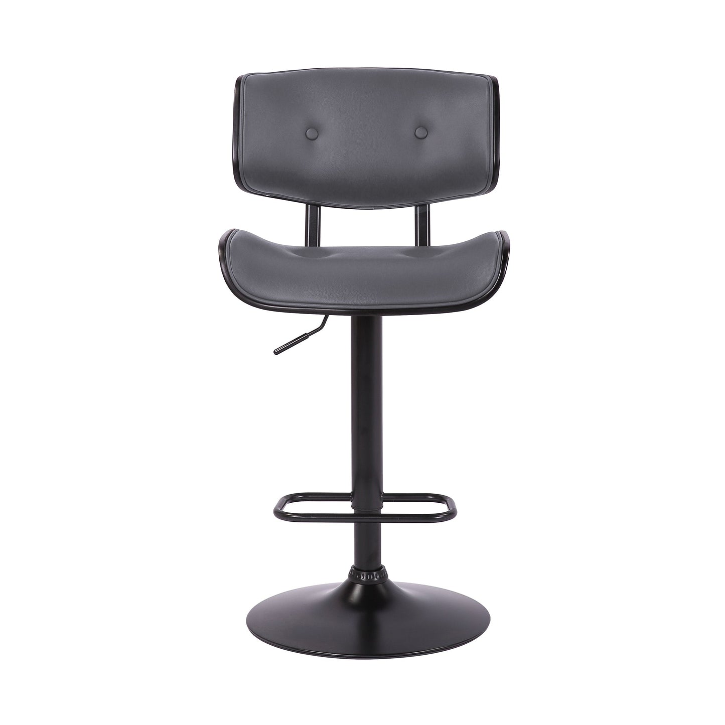 Brooklyn Adjustable Swivel Faux Leather and Wood Bar Stool with Base