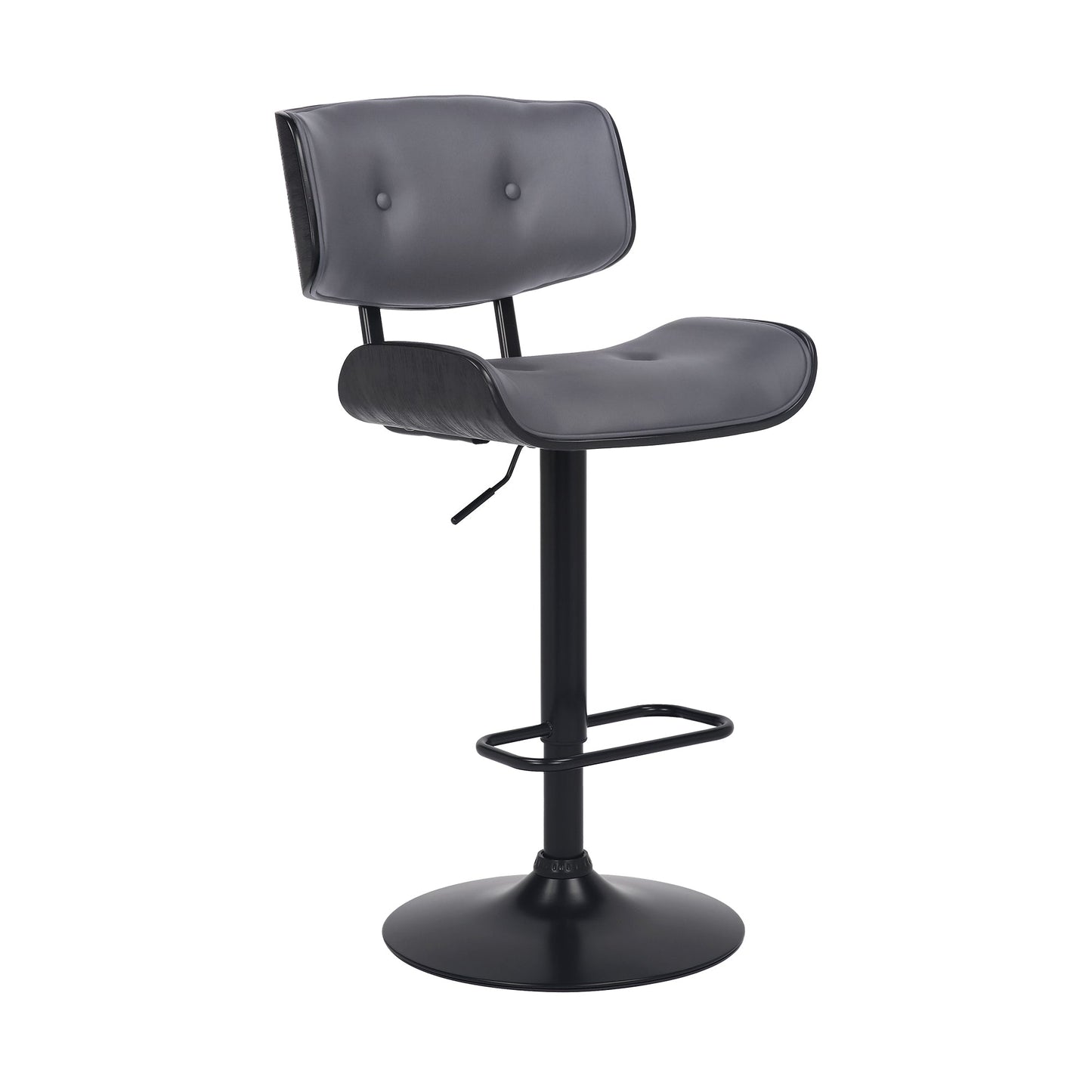 Brooklyn Adjustable Swivel Faux Leather and Wood Bar Stool with Base