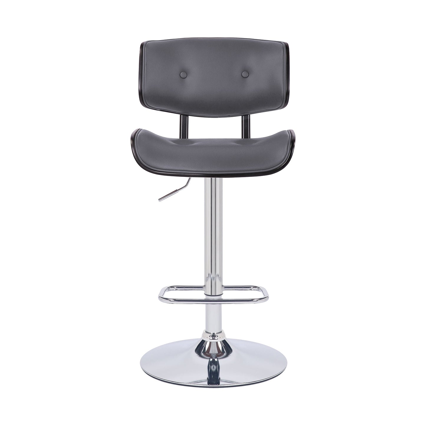 Brooklyn Adjustable Swivel Faux Leather and Wood Bar Stool with Base