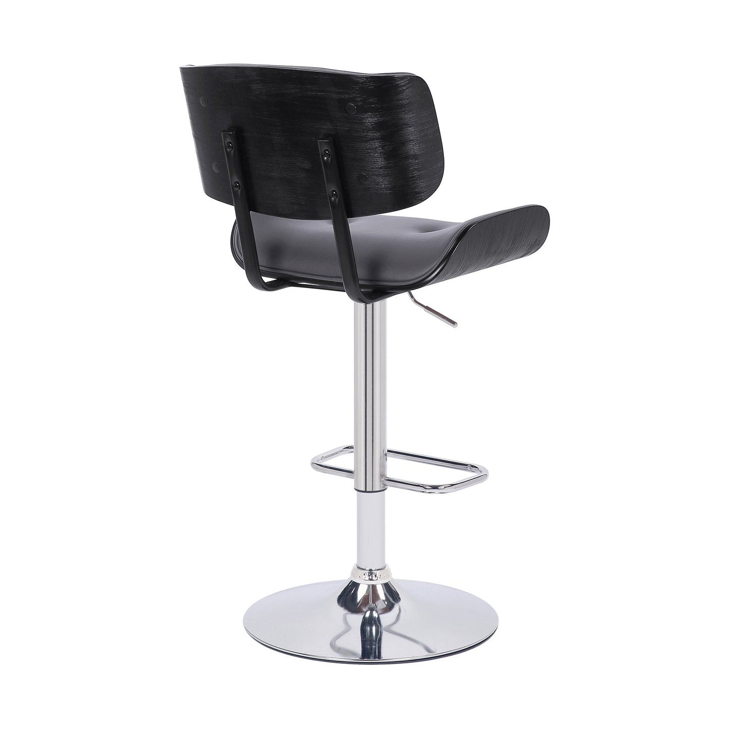 Brooklyn Adjustable Swivel Faux Leather and Wood Bar Stool with Base