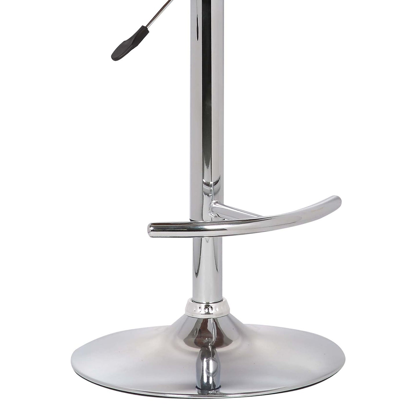 Butterfly Adjustable Height Swivel Faux Leather and Walnut Wood Bar Stool with Chrome Base