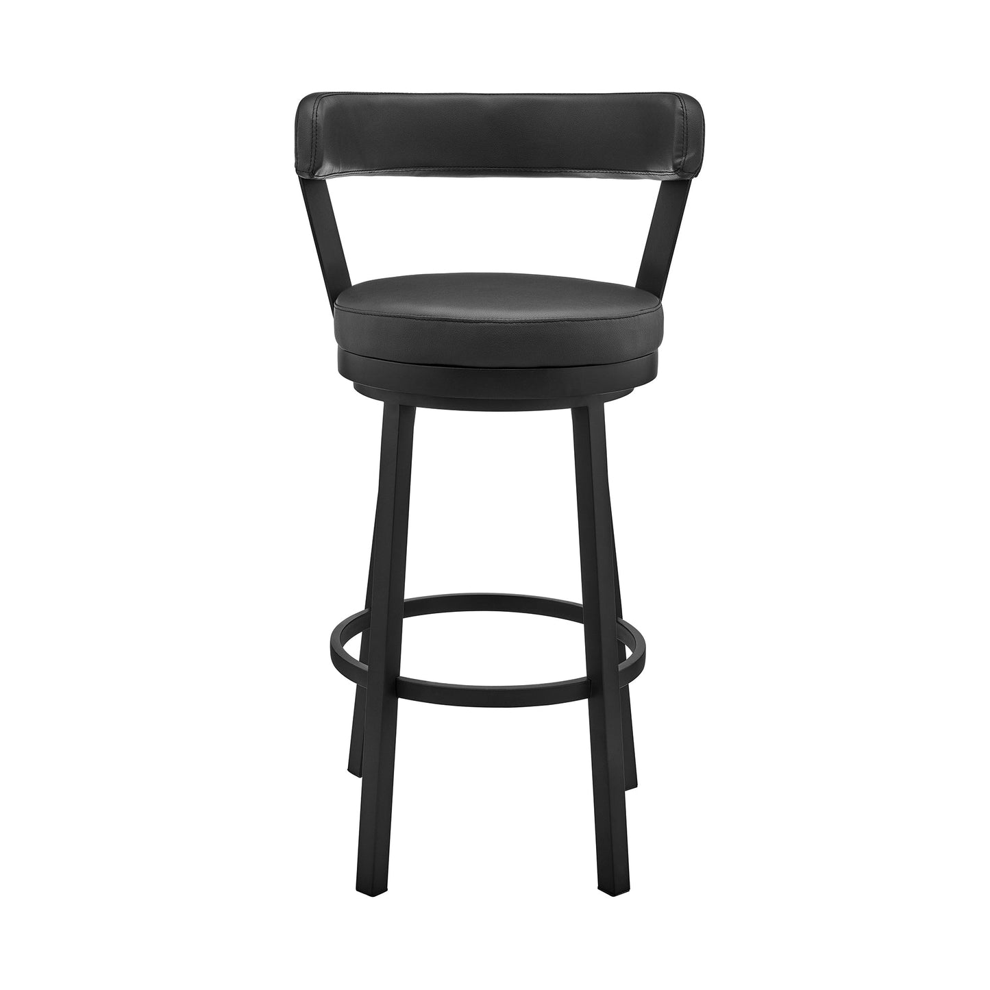 Bryant Bar Height and Counter Height Swivel Bar Stool in Brushed Stainless Steel and Black Finish