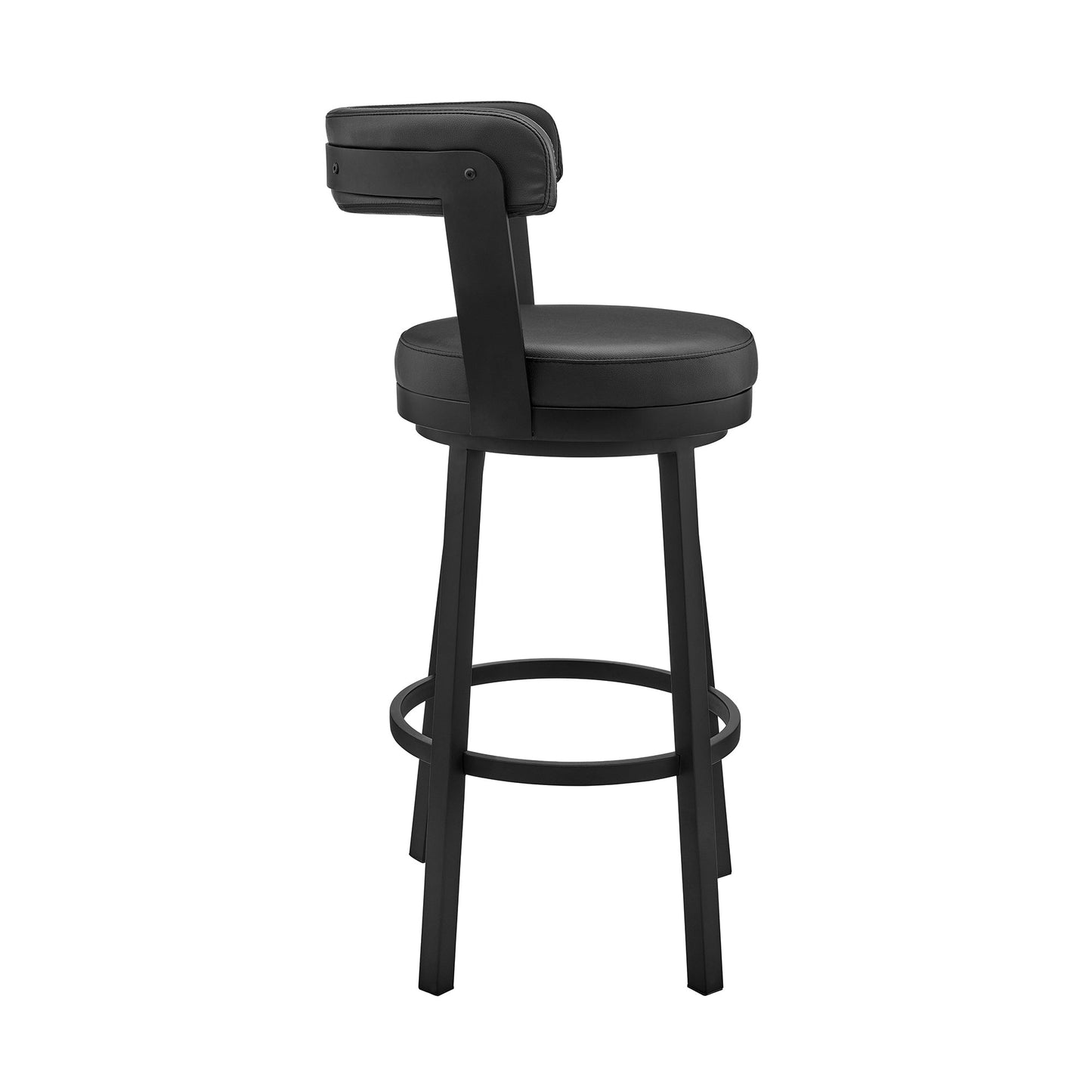 Bryant Bar Height and Counter Height Swivel Bar Stool in Brushed Stainless Steel and Black Finish