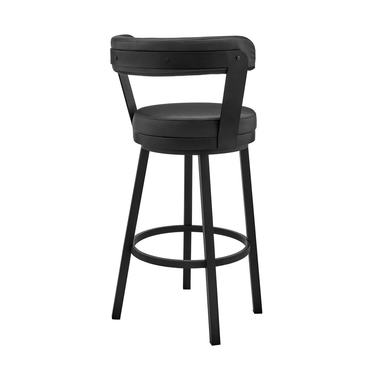 Bryant Bar Height and Counter Height Swivel Bar Stool in Brushed Stainless Steel and Black Finish