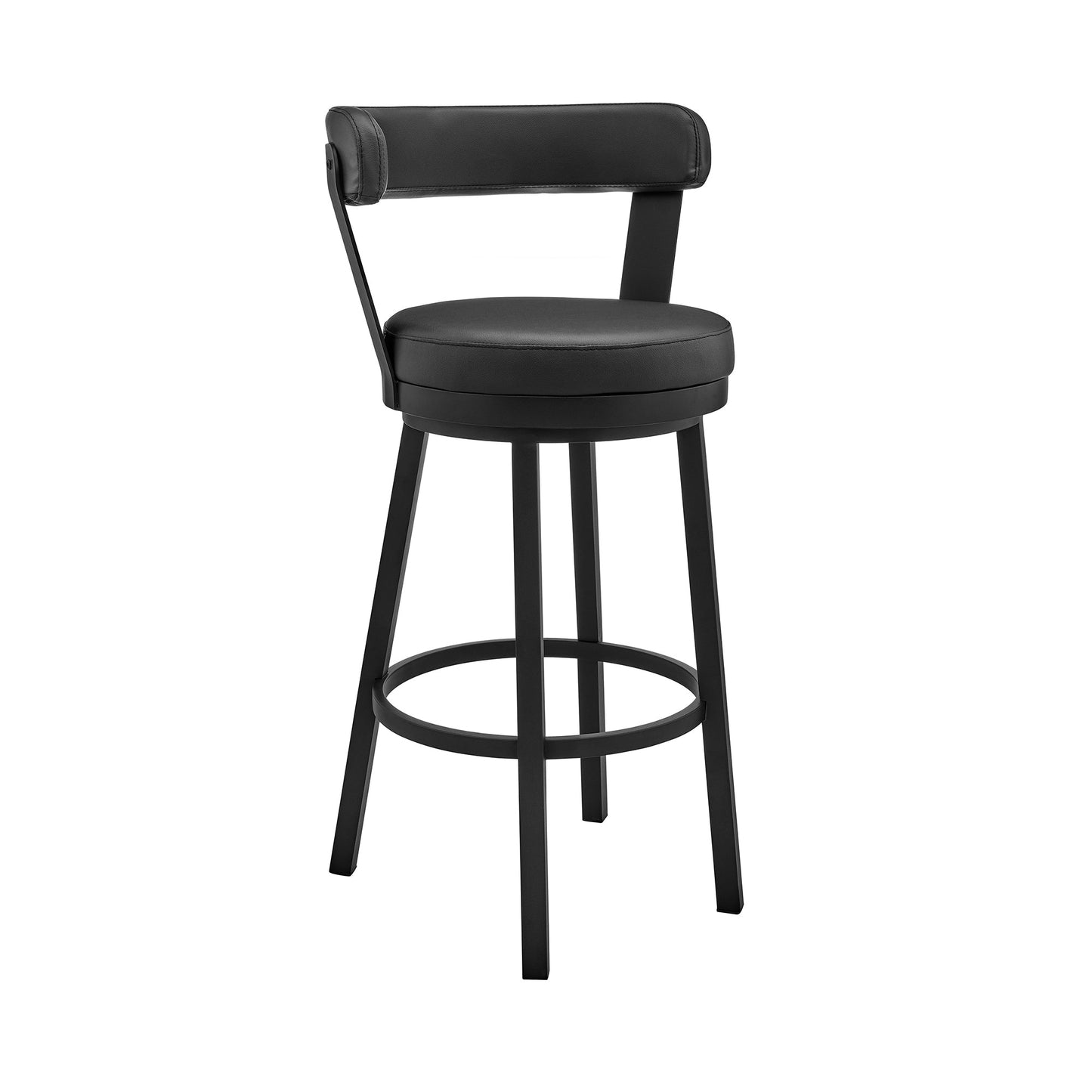 Bryant Bar Height and Counter Height Swivel Bar Stool in Brushed Stainless Steel and Black Finish