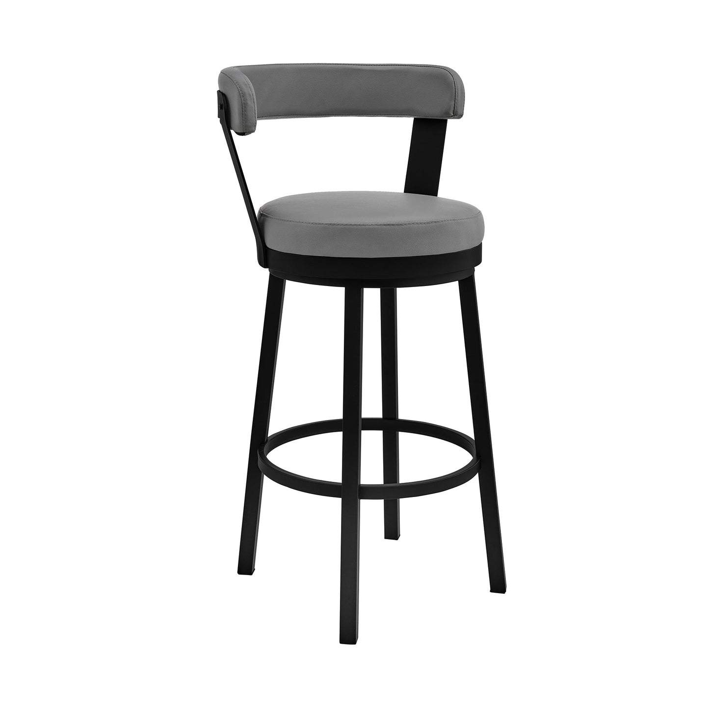 Bryant Bar Height and Counter Height Swivel Bar Stool in Brushed Stainless Steel and Black Finish