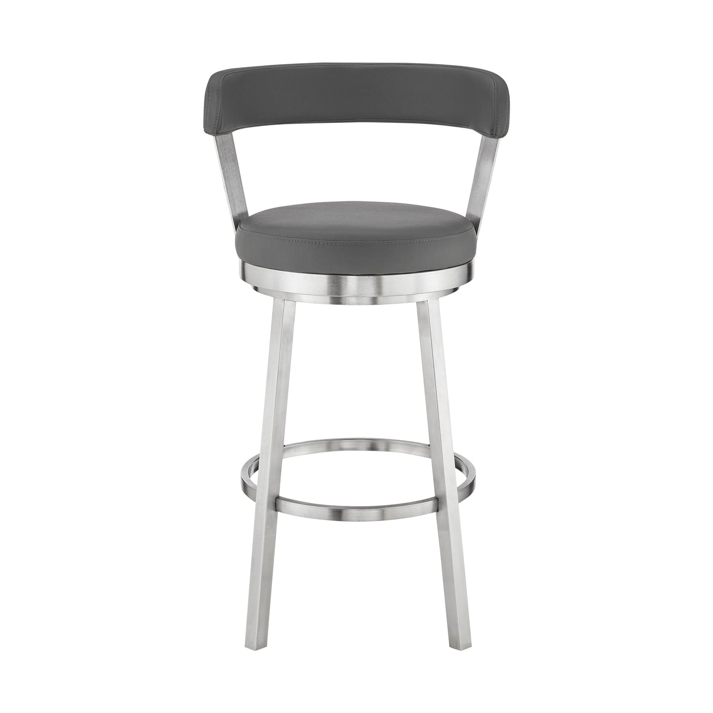 Bryant Bar Height and Counter Height Swivel Bar Stool in Brushed Stainless Steel and Black Finish