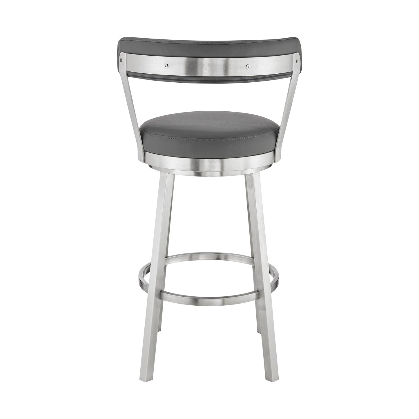 Bryant Bar Height and Counter Height Swivel Bar Stool in Brushed Stainless Steel and Black Finish