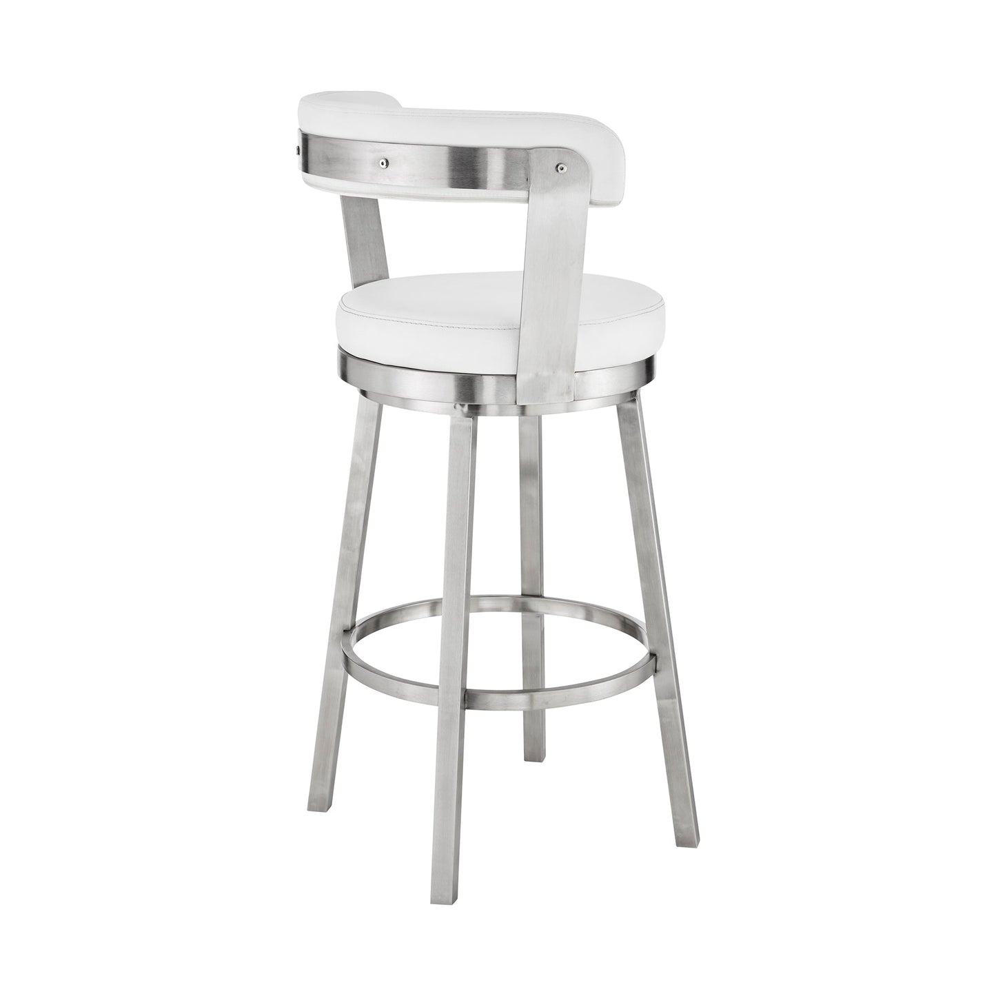 Bryant Bar Height and Counter Height Swivel Bar Stool in Brushed Stainless Steel and Black Finish