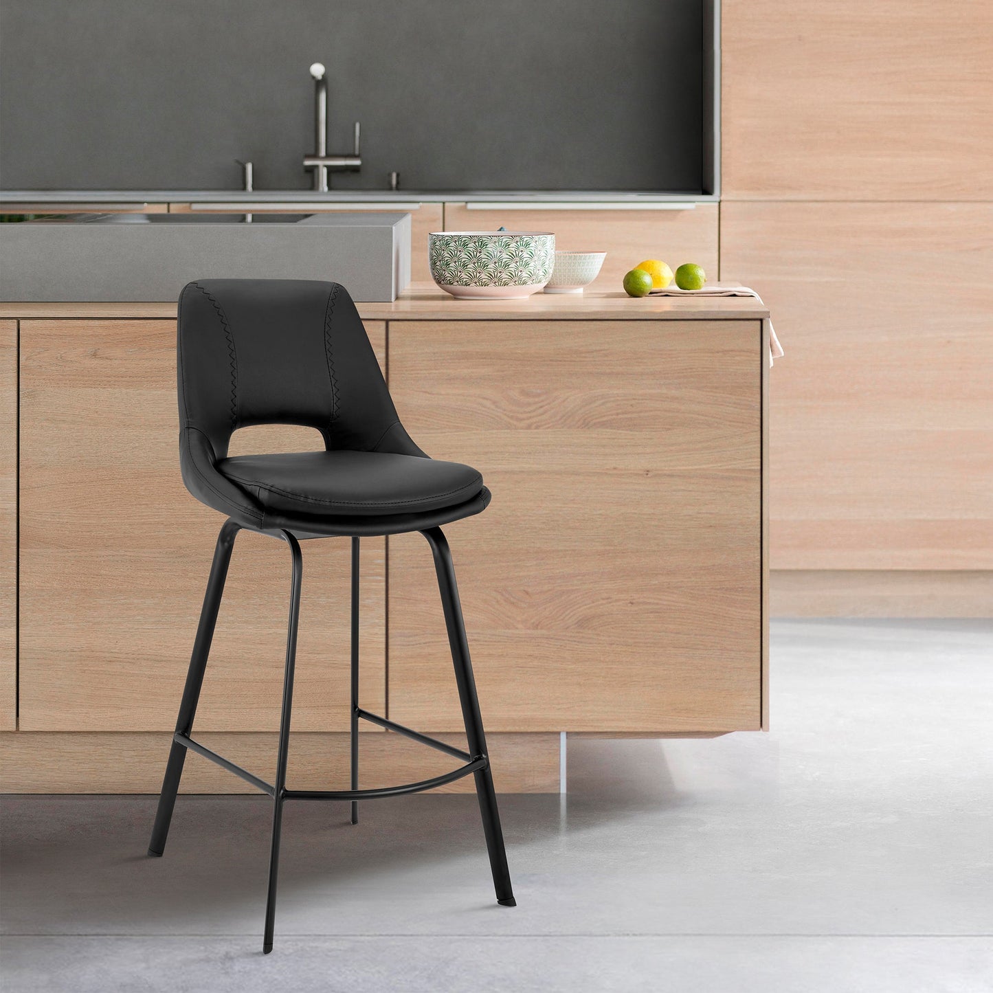 Carise Faux Leather and Metal Swivel Counter and Bar Stool