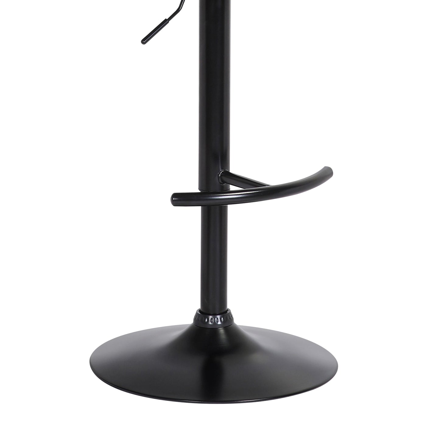 Calista Adjustable Bar Stool in Faux Leather and Fabric with Black and Golden Bronze Metal