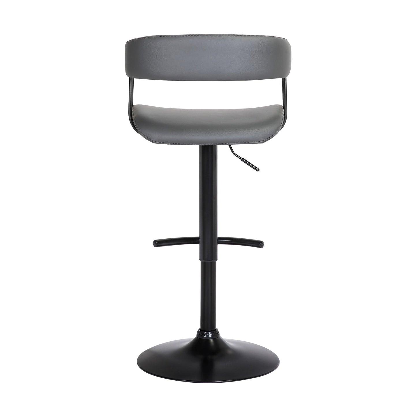 Calista Adjustable Bar Stool in Faux Leather and Fabric with Black and Golden Bronze Metal