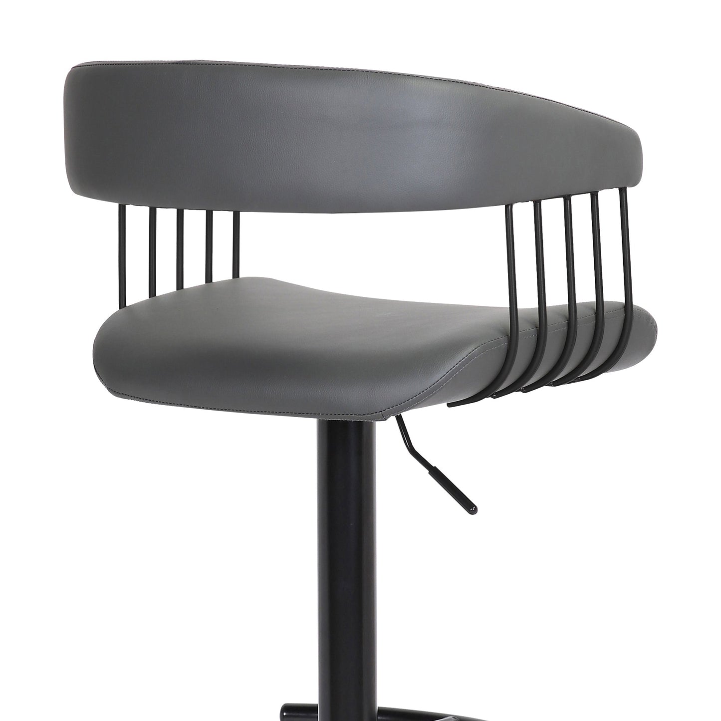 Calista Adjustable Bar Stool in Faux Leather and Fabric with Black and Golden Bronze Metal