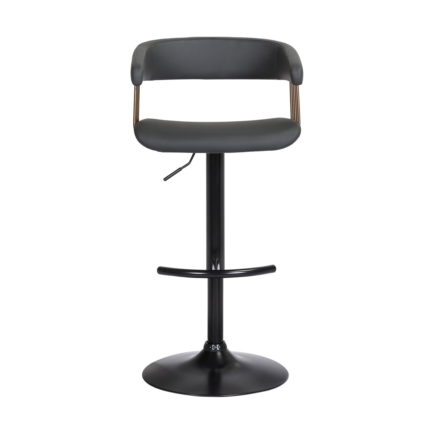 Calista Adjustable Bar Stool in Faux Leather and Fabric with Black and Golden Bronze Metal