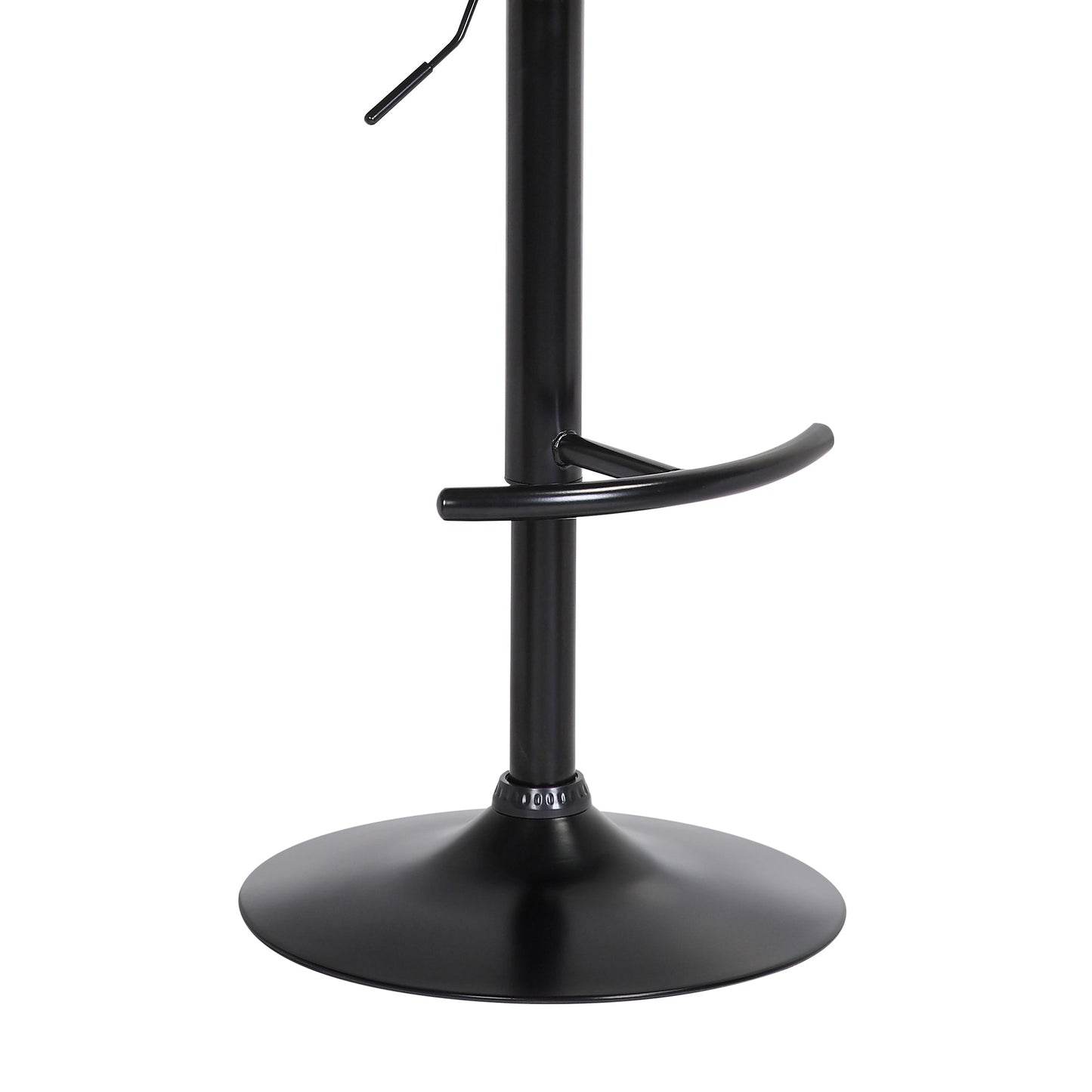Calista Adjustable Bar Stool in Faux Leather and Fabric with Black and Golden Bronze Metal