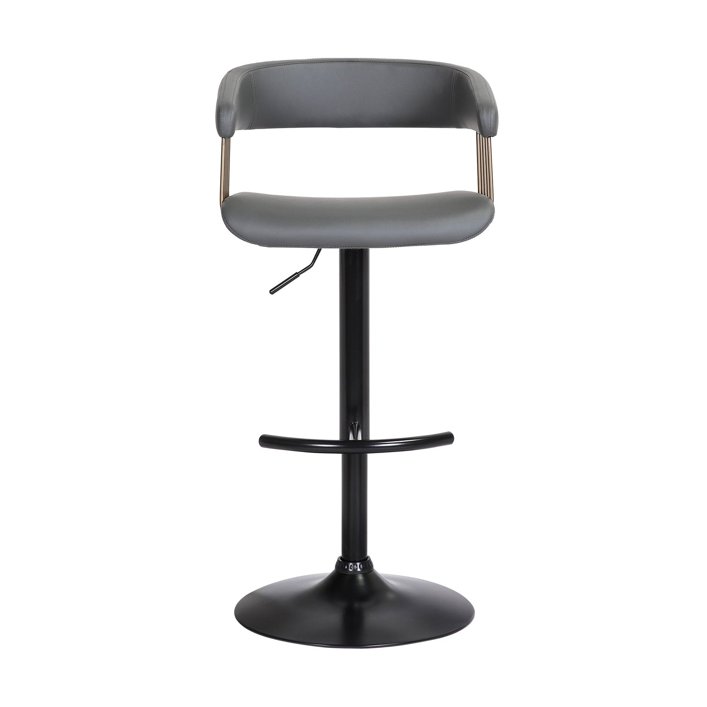 Calista Adjustable Bar Stool in Faux Leather and Fabric with Black and Golden Bronze Metal