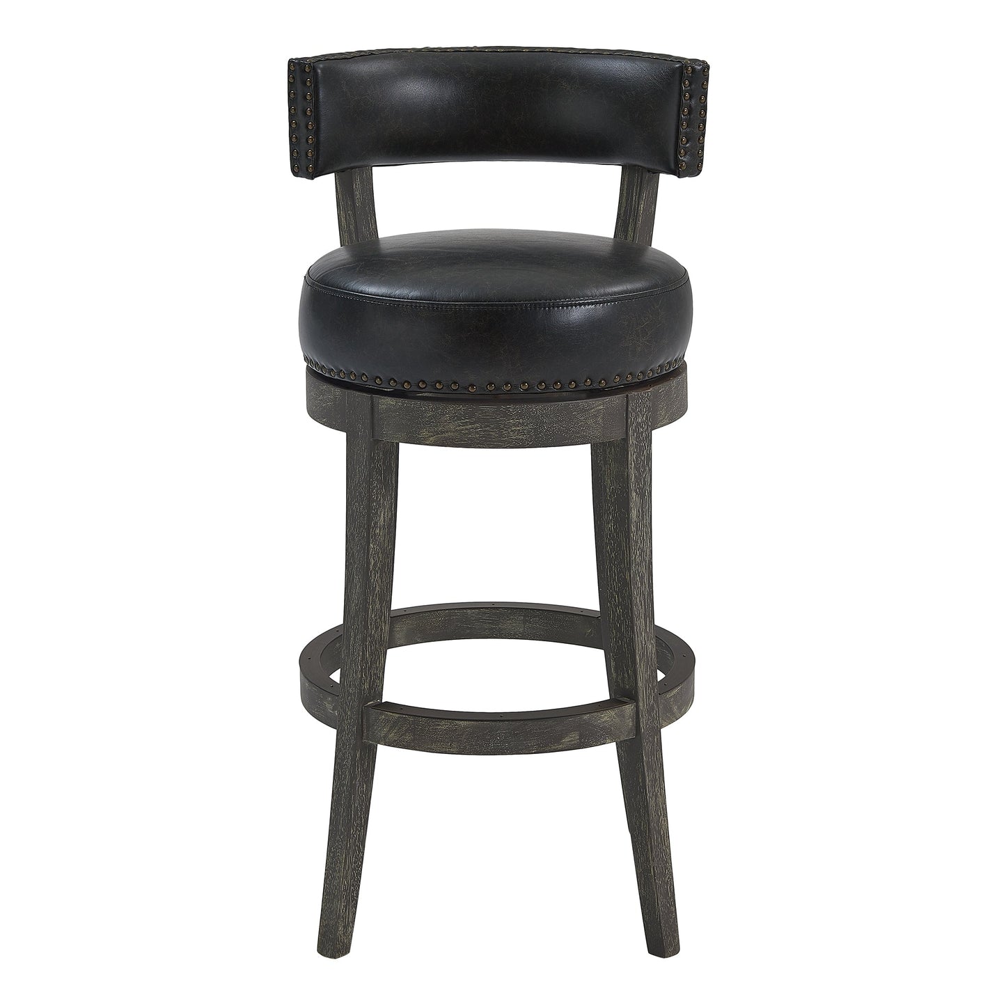 Corbin Swivel Faux Leather and American Gray Wood Bar Stool