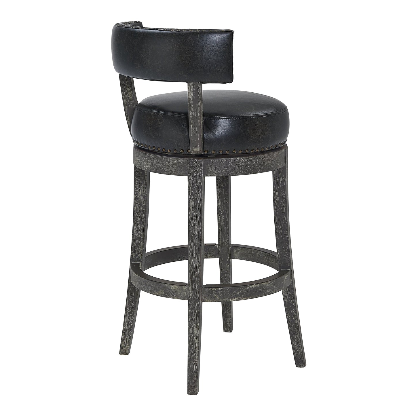 Corbin Swivel Faux Leather and American Gray Wood Bar Stool