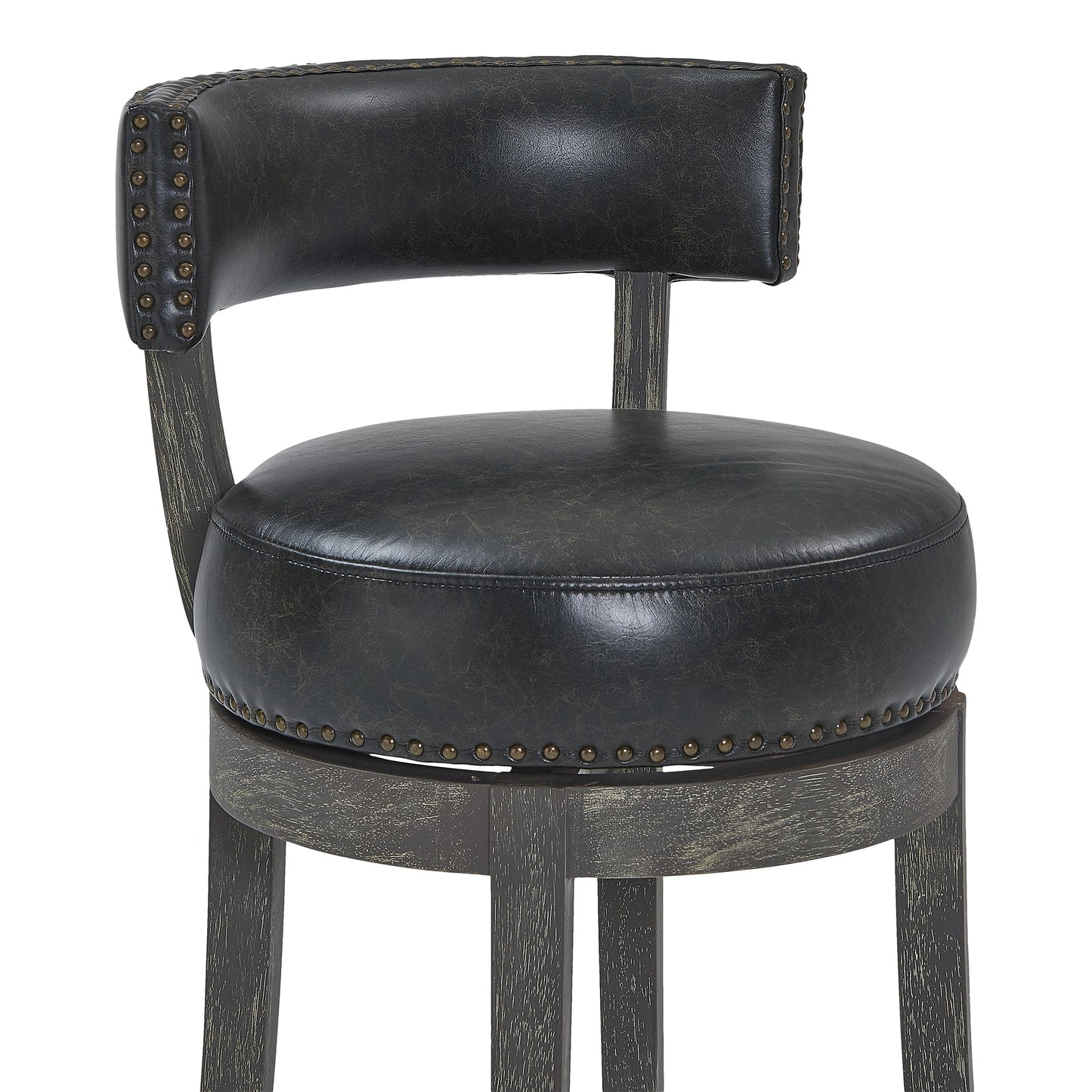 Corbin Swivel Faux Leather and American Gray Wood Bar Stool
