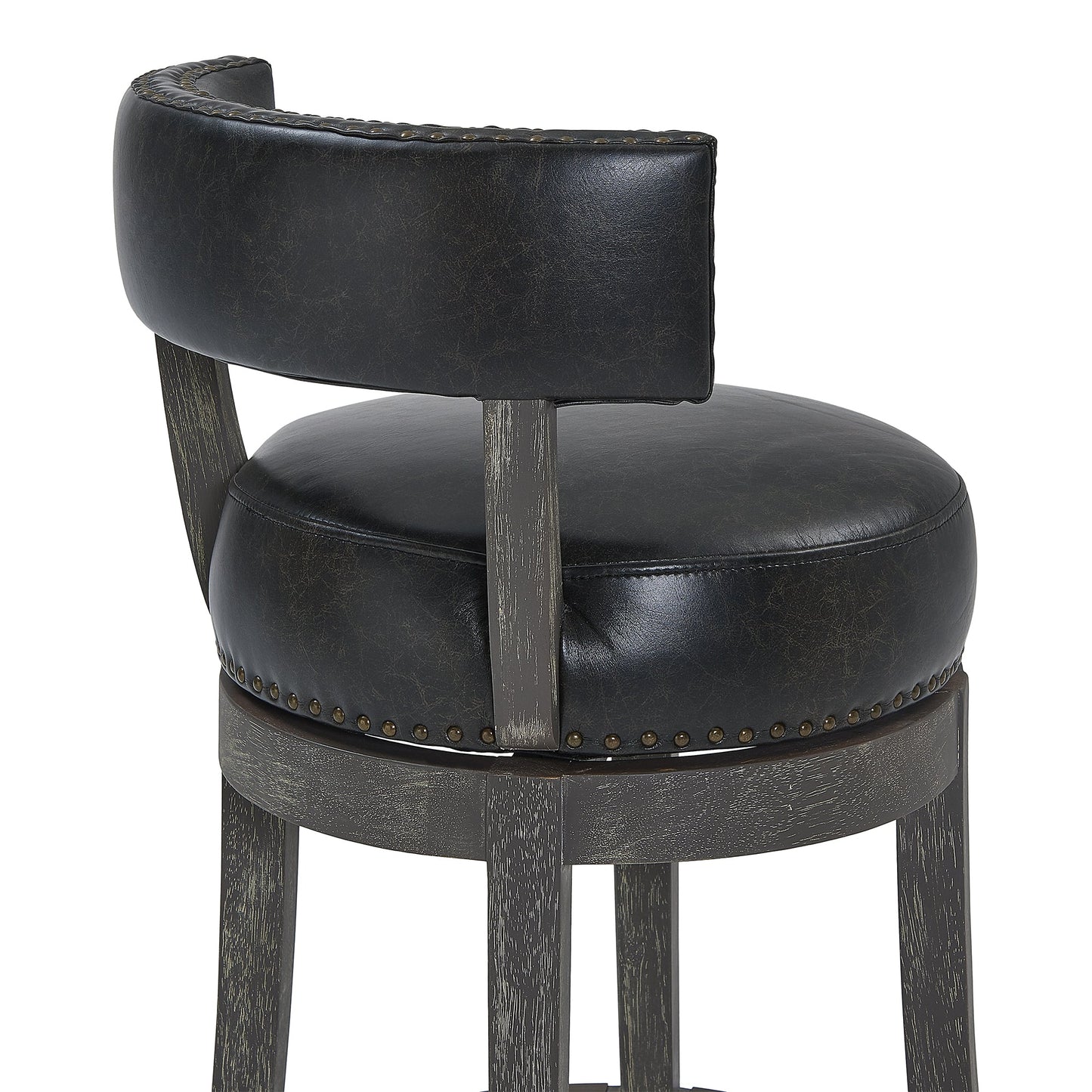 Corbin Swivel Faux Leather and American Gray Wood Bar Stool