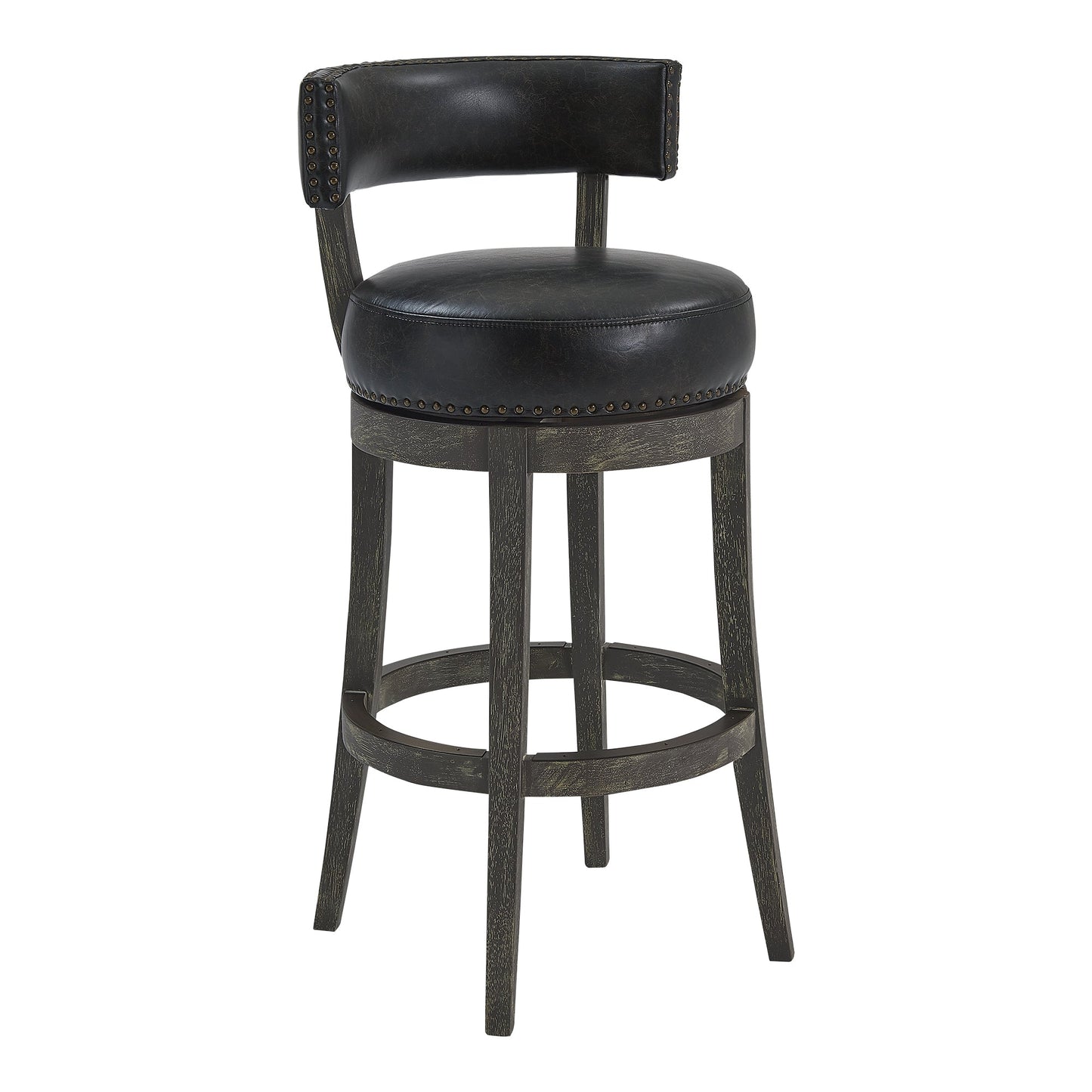 Corbin Swivel Faux Leather and American Gray Wood Bar Stool