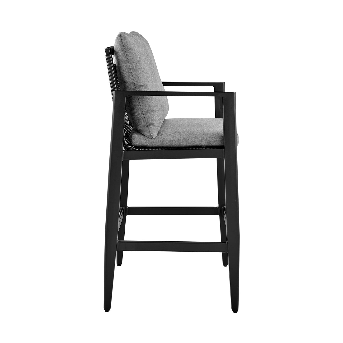 Cayman Outdoor Patio Bar Stool in Aluminum with Cushions