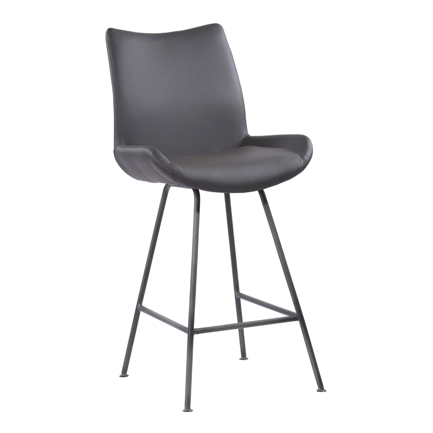 Coronado Contemporary 26" Counter Height Barstool in Brushed Gray Powder Coated Finish and Gray Faux Leather