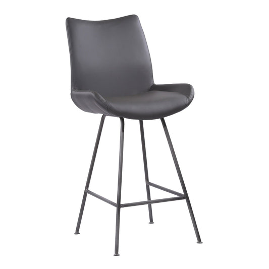 Coronado Contemporary 26" Counter Height Barstool in Brushed Gray Powder Coated Finish and Gray Faux Leather