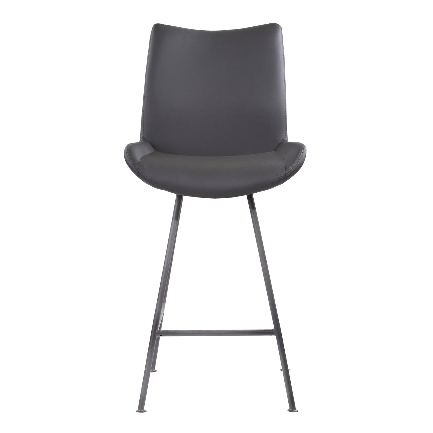 Coronado Contemporary 26" Counter Height Barstool in Brushed Gray Powder Coated Finish and Gray Faux Leather