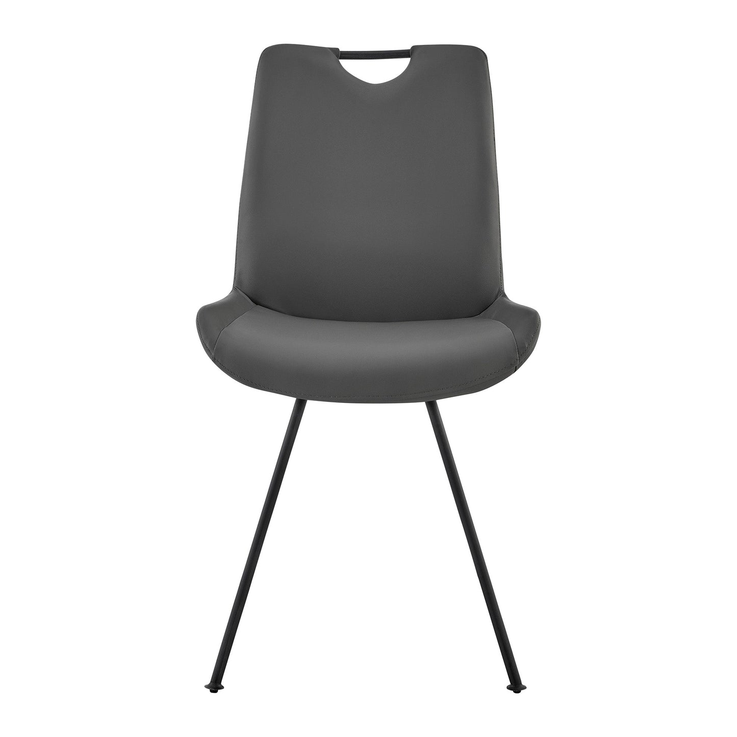 Coronado Contemporary Dining Chair in Gray Powder Coated Finish and Gray Faux Leather - Set of 2