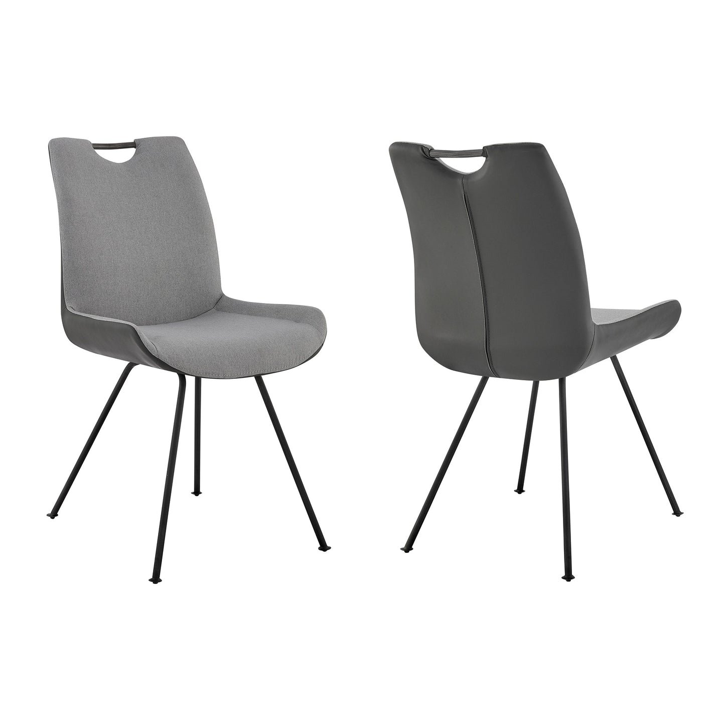 Coronado Contemporary Dining Chair in Gray Powder Coated Finish and Pewter Fabric - Set of 2